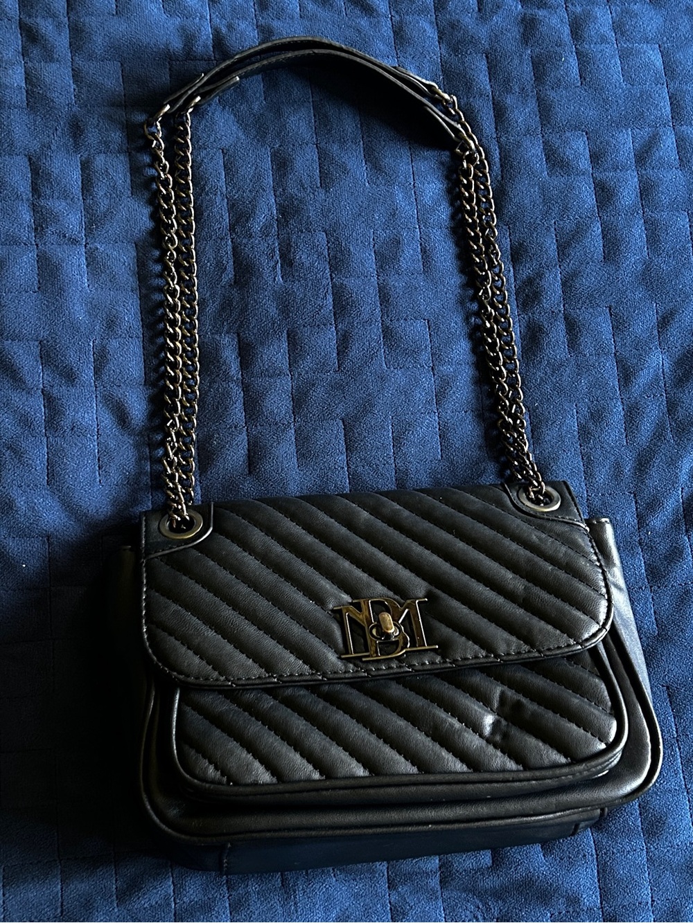 Quilted Black Chain-Handle Shoulder/Crossbody Bag